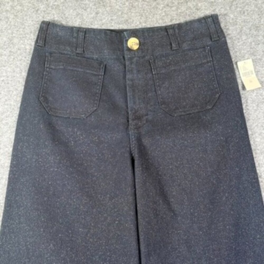 Maeve Anthropologie Womens Dark Colette Sparkle Wide Leg Crop Jeans 29 Boho NWT - Picture 3 of 14
